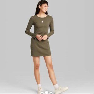 wild fable Women's olive Bodycon Mini Dress Size L